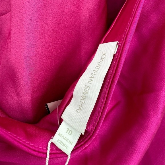 Jonathan Simkhai Hansel Halter Neck Satin Gown in Bougainvillea Size 10 NWT - Picture 12 of 12